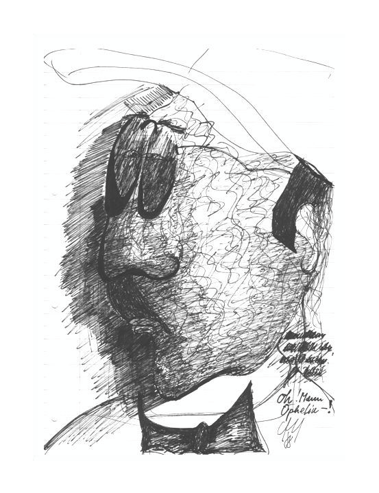 Oh! Mann Ophelia I Serie Fernando Pessoa I schwarzer Stift I 21,0 x 29,5 I 1988