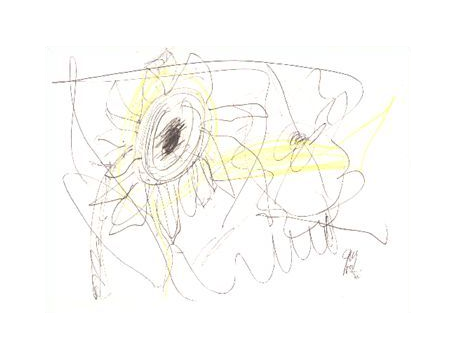 Serie Sonnenblumen 5 I schwarzer Stift und Buntstift I 21,0 x 15,0 I 1989