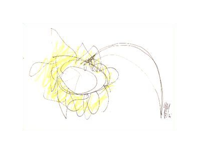 Serie Sonnenblumen 7 I schwarzer Stift und Buntstift I 21,0 x 15,0 I 1989