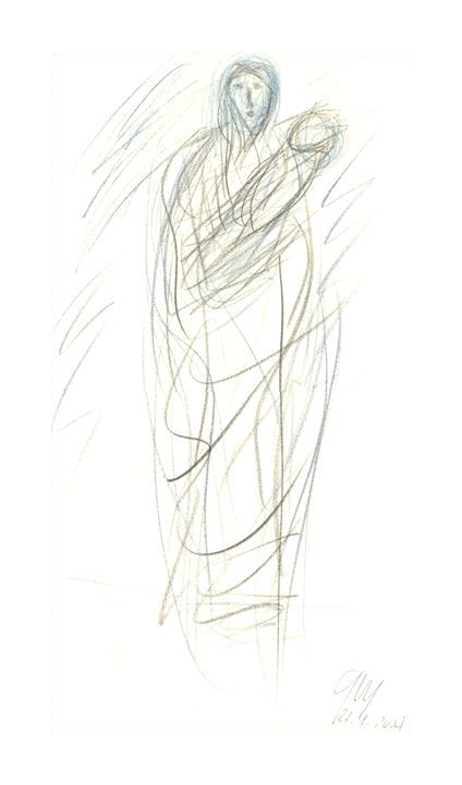 Madonna 1 I Buntstift und Bleistift I 30,0 x 41,0 I 2007